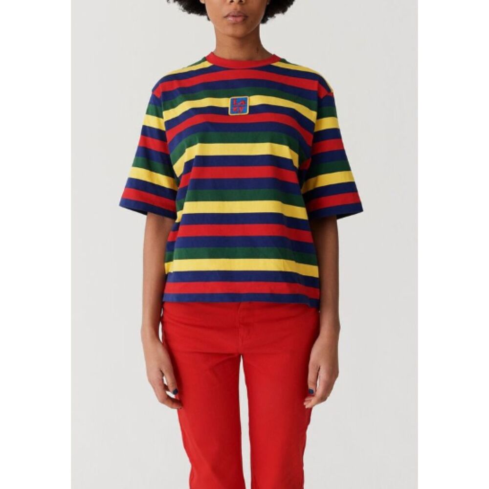 Lazy Oaf Primary Striped T Shirt Women’s Size Small